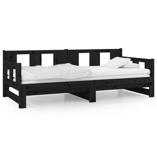 vidaXL Pull-out Day Bed | Black | Solid pine wood | 2x