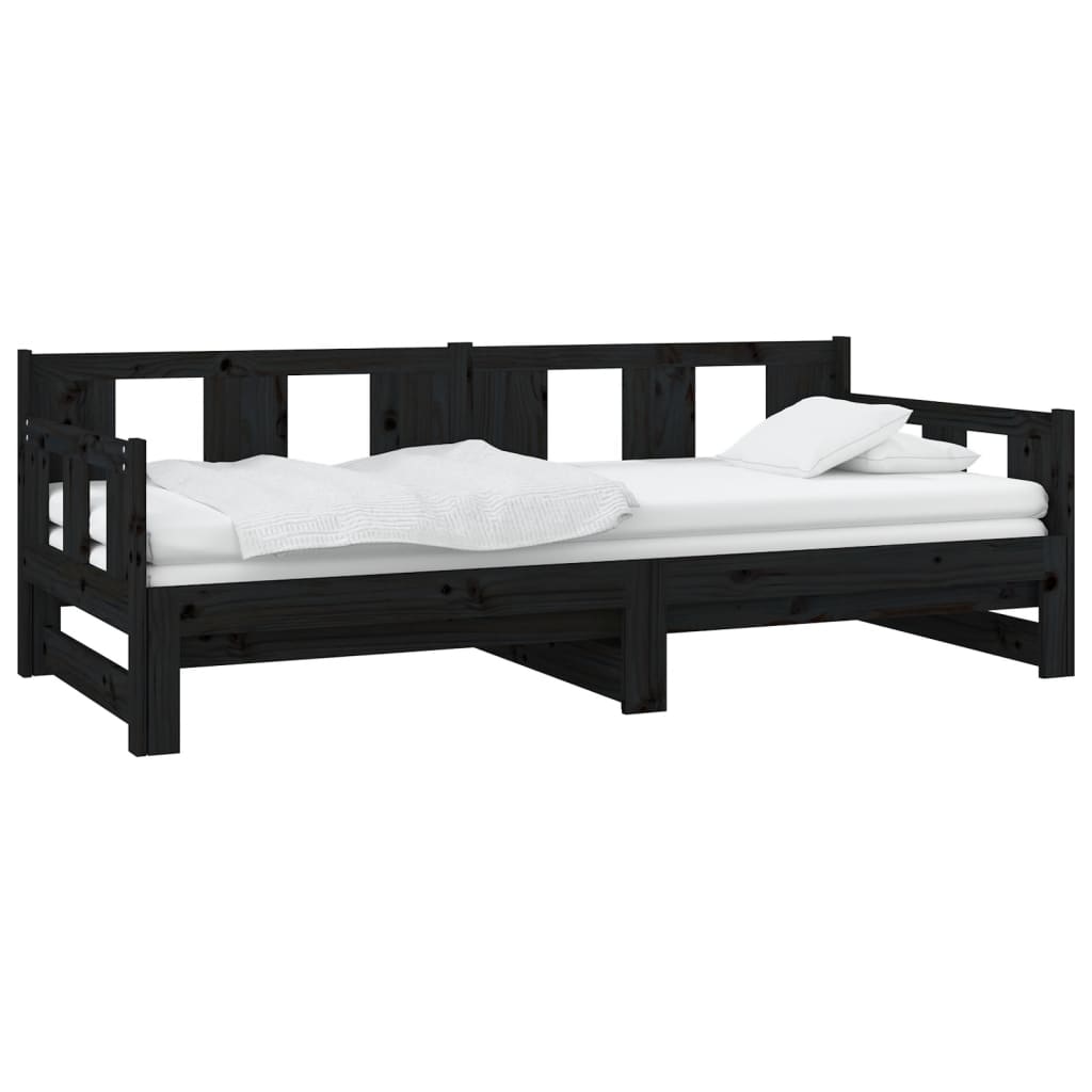 vidaXL Pull-out Day Bed | Black | Solid pine wood | 2x