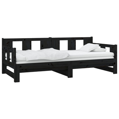 vidaXL Pull-out Day Bed | Black | Solid pine wood | 2x