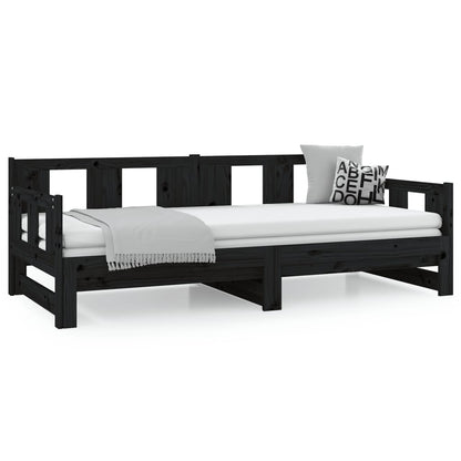 vidaXL Pull-out Day Bed | Black | Solid pine wood | 2x