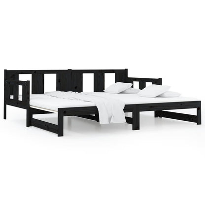vidaXL Pull-out Day Bed | Black | Solid pine wood | 2x