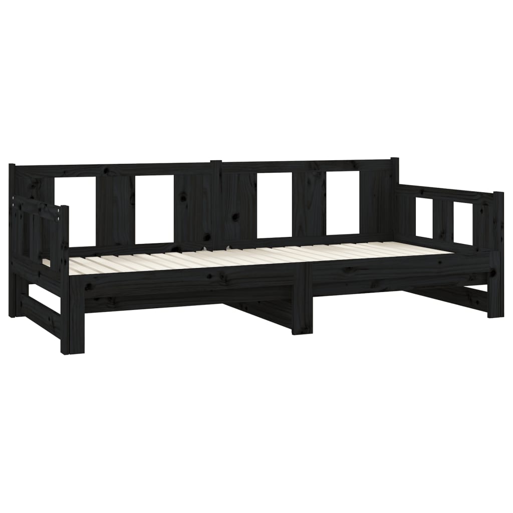 vidaXL Pull-out Day Bed | Black | Solid pine wood | 2x