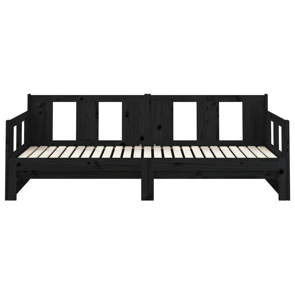 vidaXL Pull-out Day Bed | Black | Solid pine wood | 2x