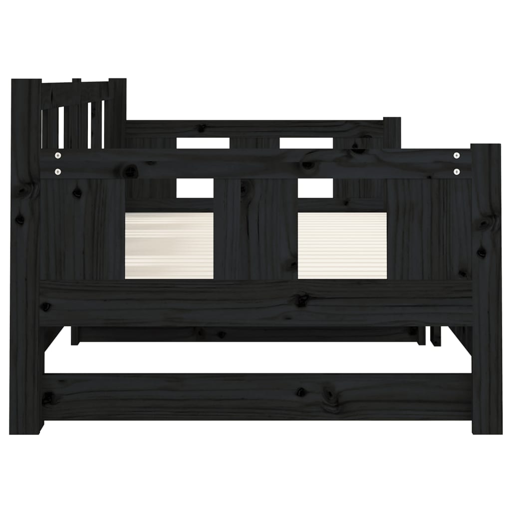 vidaXL Pull-out Day Bed | Black | Solid pine wood | 2x