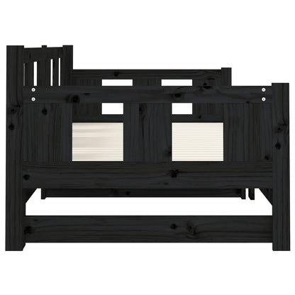 vidaXL Pull-out Day Bed | Black | Solid pine wood | 2x