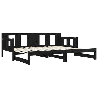 vidaXL Pull-out Day Bed | Black | Solid pine wood | 2x
