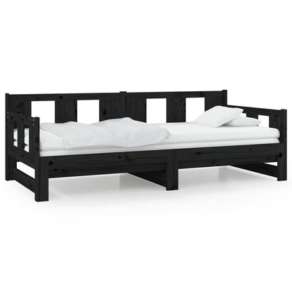 vidaXL Pull-out Day Bed | Black | Solid pine wood | Medium