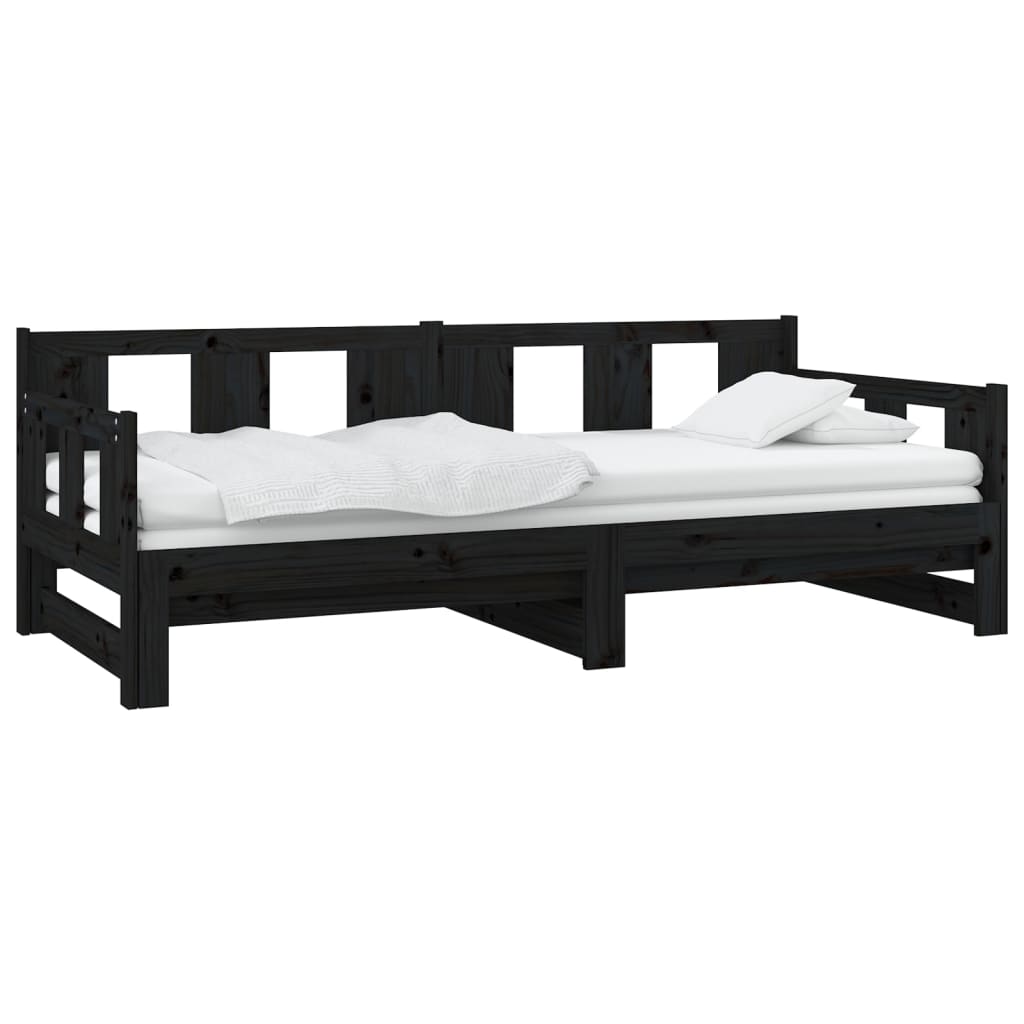 vidaXL Pull-out Day Bed | Black | Solid pine wood | Medium