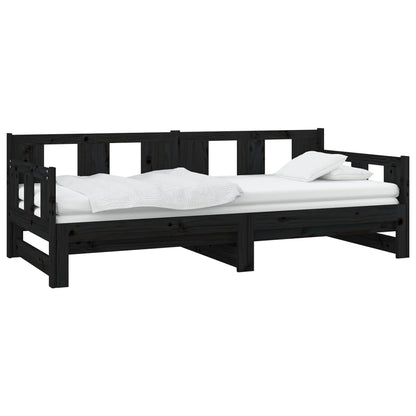 vidaXL Pull-out Day Bed | Black | Solid pine wood | Medium