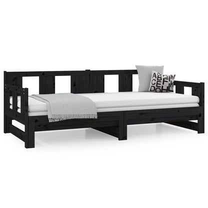vidaXL Pull-out Day Bed | Black | Solid pine wood | Medium