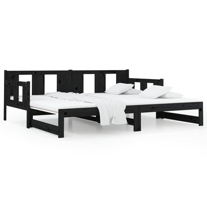 vidaXL Pull-out Day Bed | Black | Solid pine wood | Medium