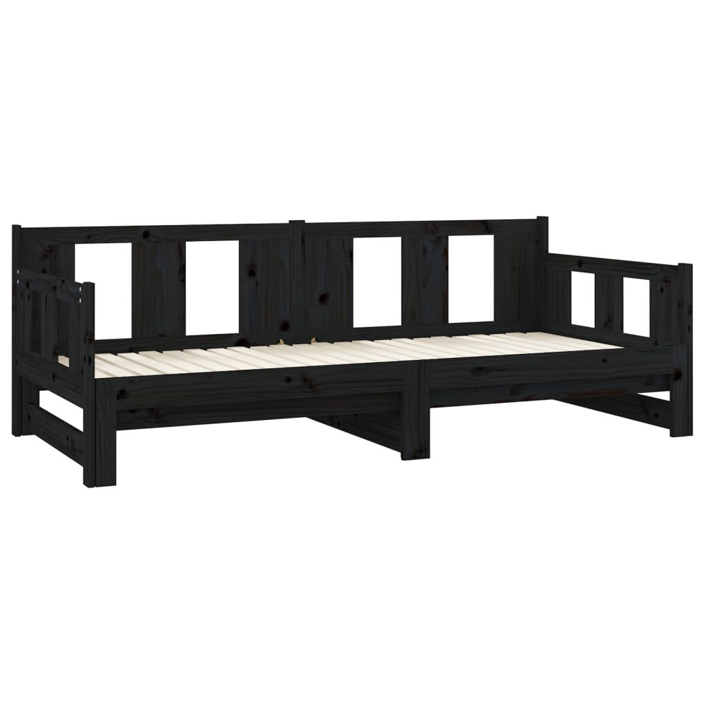 vidaXL Pull-out Day Bed | Black | Solid pine wood | Medium