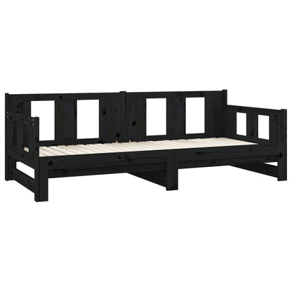vidaXL Pull-out Day Bed | Black | Solid pine wood | Medium