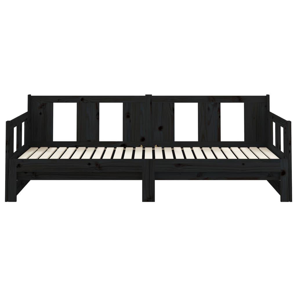 vidaXL Pull-out Day Bed | Black | Solid pine wood | Medium