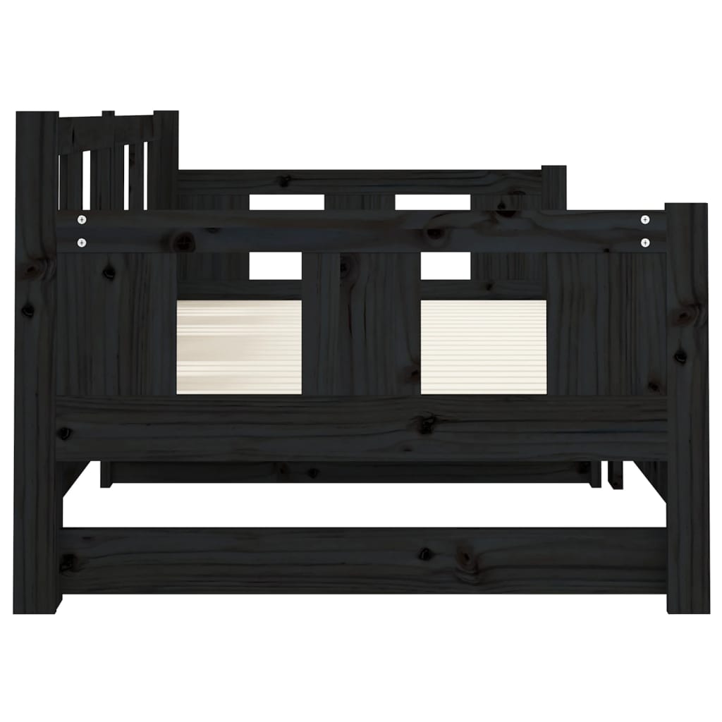 vidaXL Pull-out Day Bed | Black | Solid pine wood | Medium