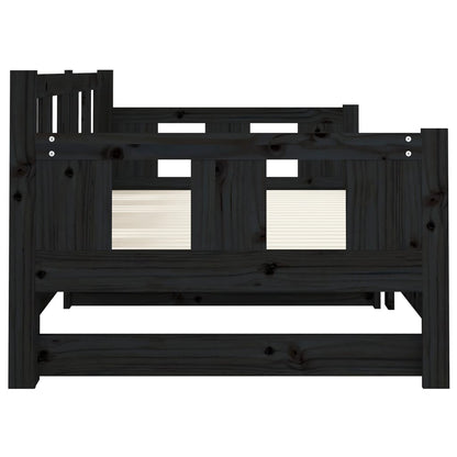 vidaXL Pull-out Day Bed | Black | Solid pine wood | Medium