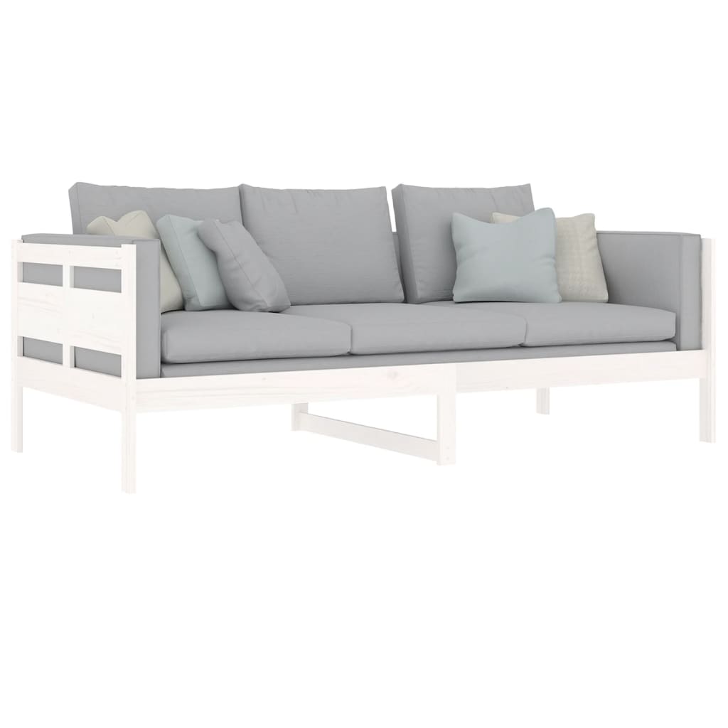 vidaXL Day Bed | White | Solid Pine Wood, Plywood | 90x200 cm mattress size