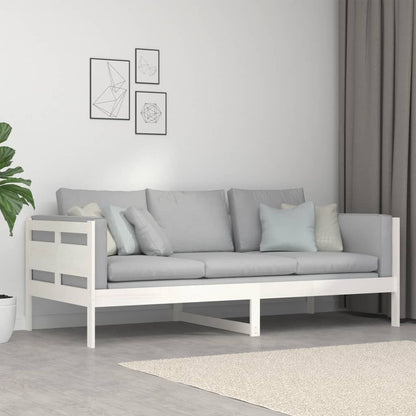 vidaXL Day Bed | White | Solid Pine Wood, Plywood | 90x200 cm mattress size
