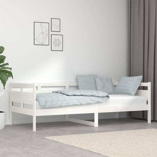 vidaXL Day Bed | White | Solid Pine Wood, Plywood | 90x200 cm mattress size