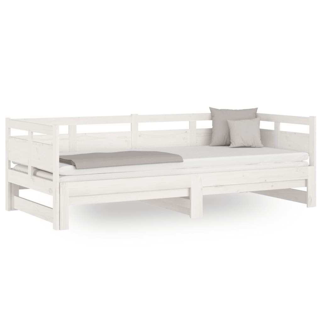 vidaXL Pull-out Day Bed | White | Solid pine wood | 2x