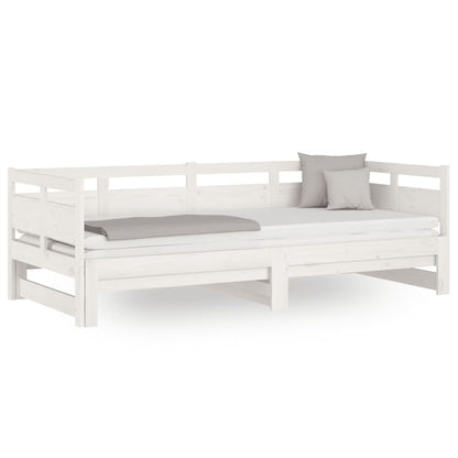 vidaXL Pull-out Day Bed | White | Solid pine wood | 2x