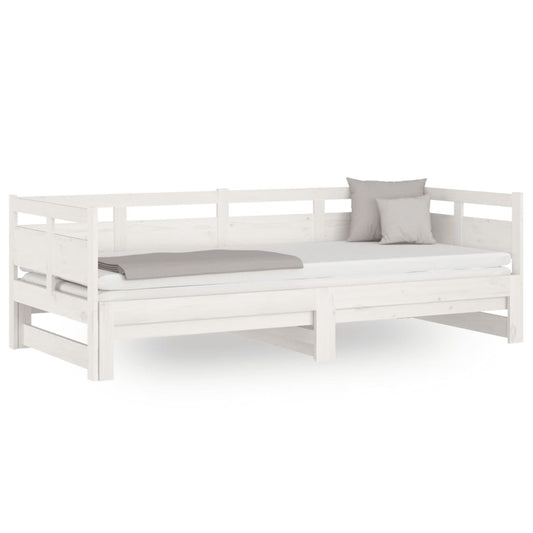 vidaXL Pull-out Day Bed | White | Solid pine wood | 2x