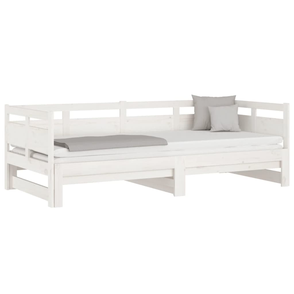vidaXL Pull-out Day Bed | White | Solid pine wood | 2x