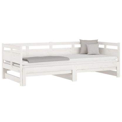vidaXL Pull-out Day Bed | White | Solid pine wood | 2x
