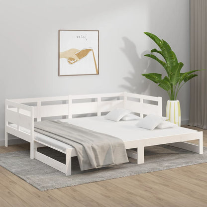 vidaXL Pull-out Day Bed | White | Solid pine wood | 2x