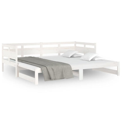 vidaXL Pull-out Day Bed | White | Solid pine wood | 2x