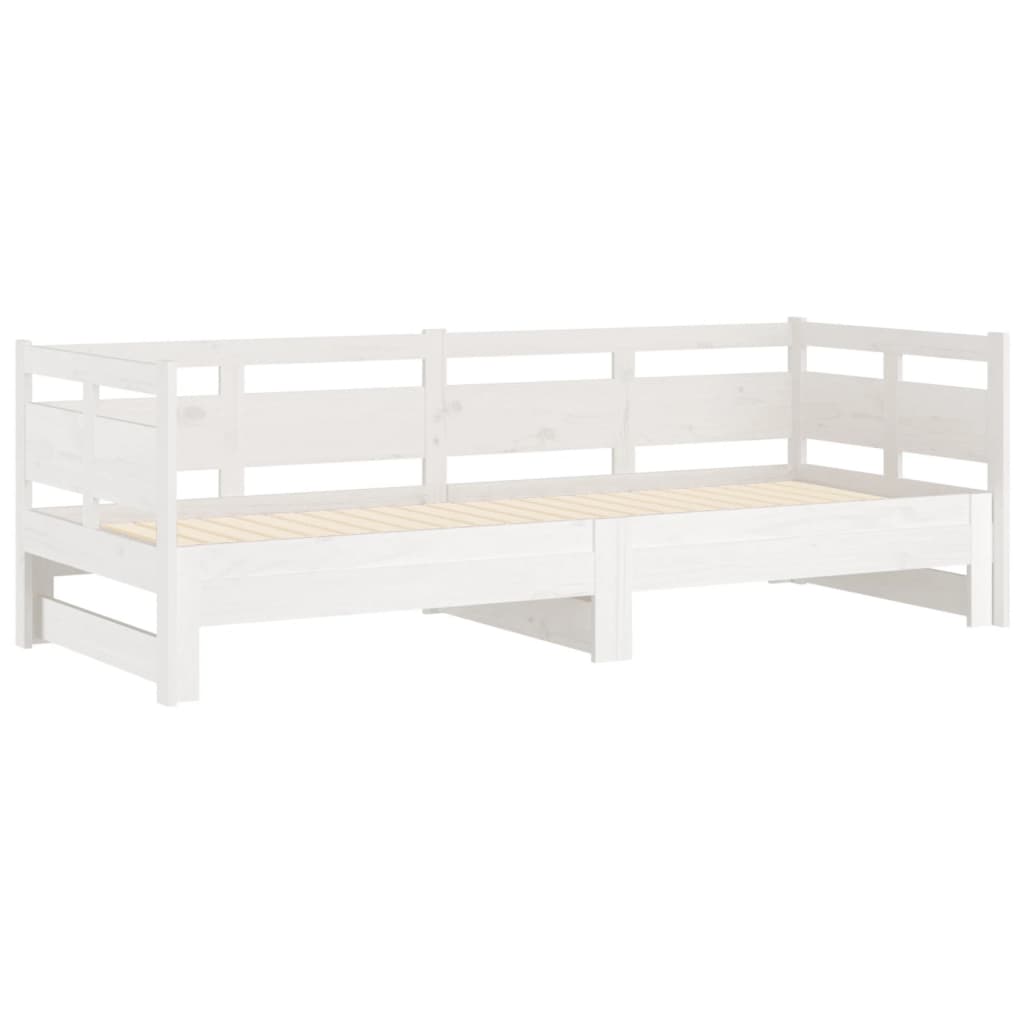 vidaXL Pull-out Day Bed | White | Solid pine wood | 2x