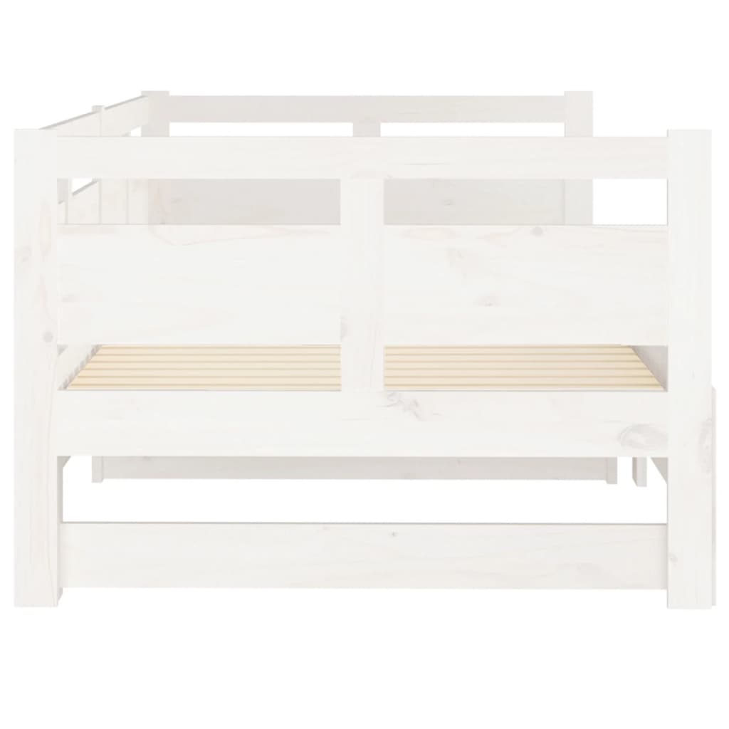 vidaXL Pull-out Day Bed | White | Solid pine wood | 2x