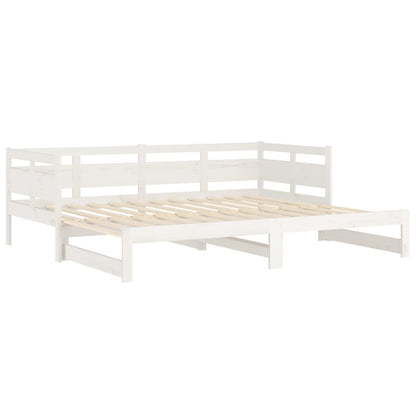 vidaXL Pull-out Day Bed | White | Solid pine wood | 2x