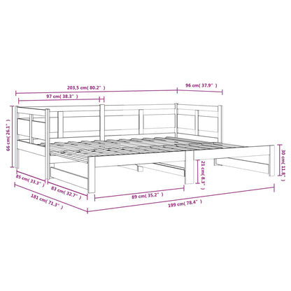 vidaXL Pull-out Day Bed | White | Solid pine wood | 2x
