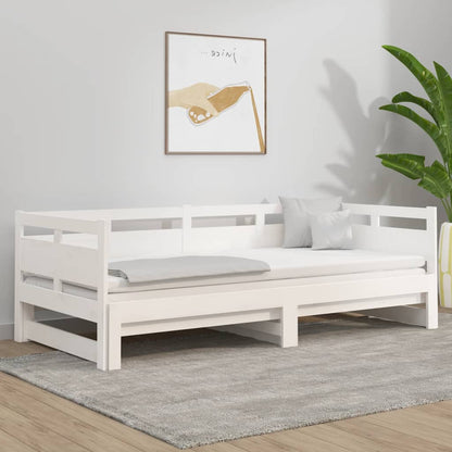 vidaXL Pull-out Day Bed | White | Solid pine wood | 2x