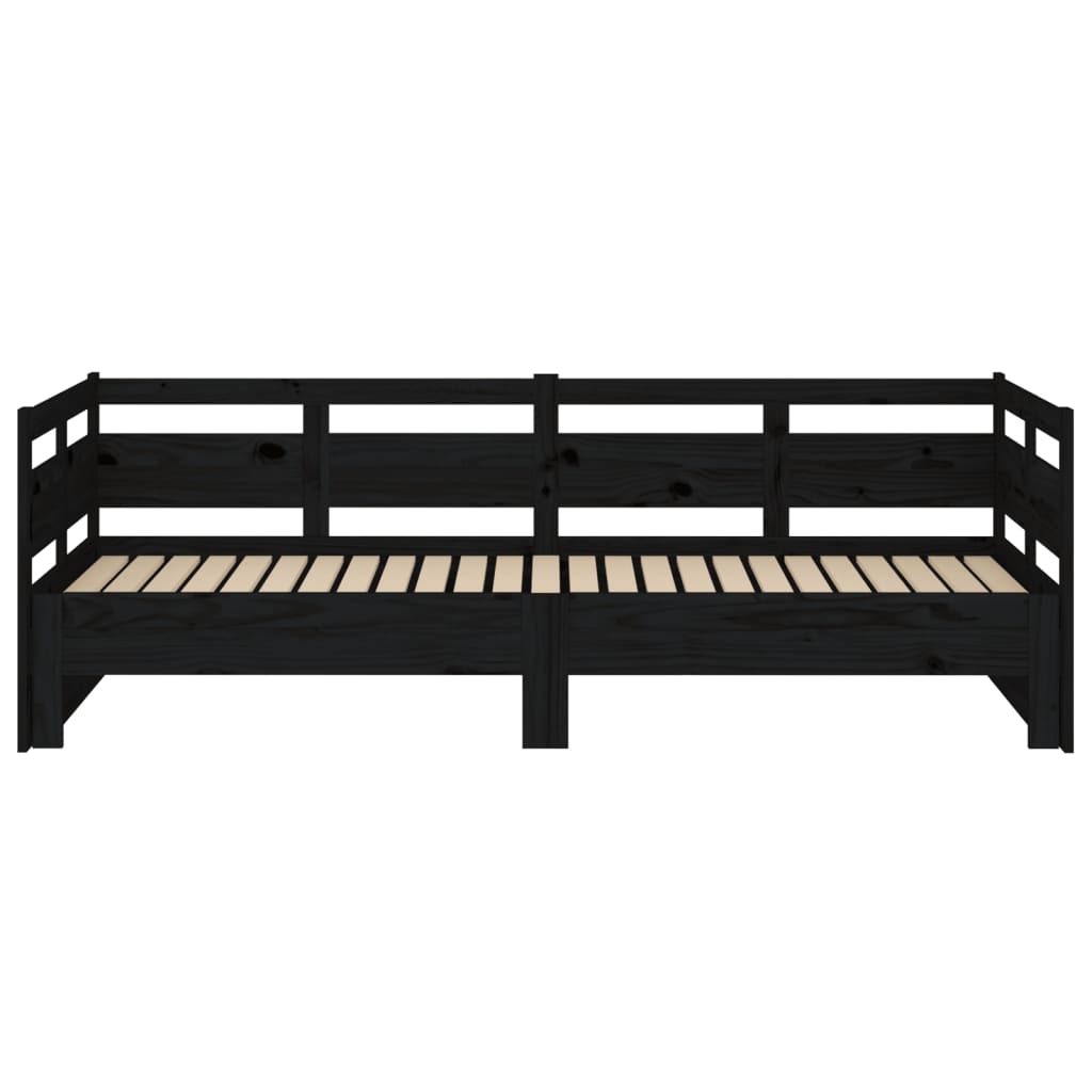 vidaXL Pull-out Day Bed without Mattress Black 2x(80x200) cm