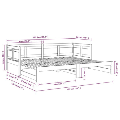 vidaXL Pull-out Day Bed without Mattress Black 2x(80x200) cm