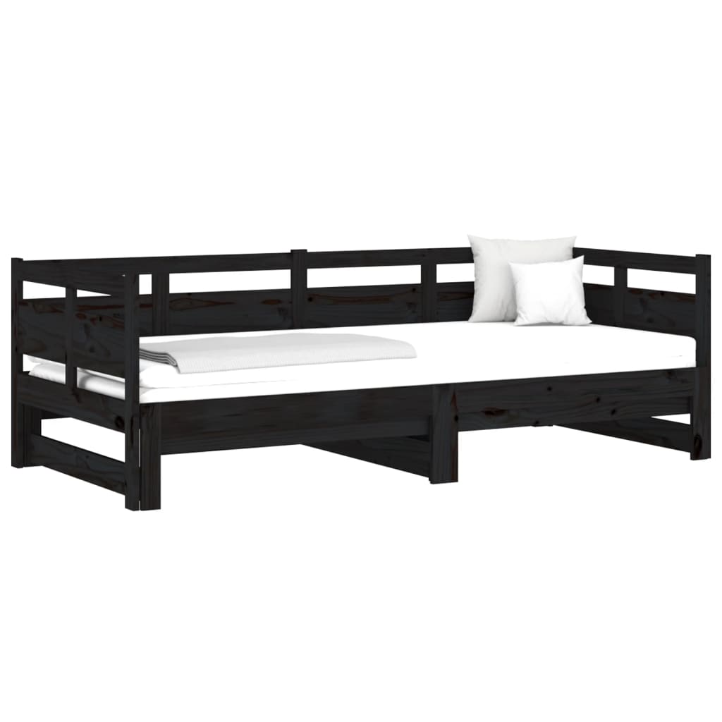 vidaXL Pull-out Day Bed | Black | Solid pine wood | Double size