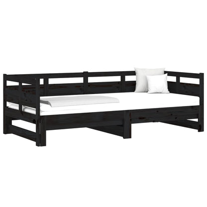vidaXL Pull-out Day Bed | Black | Solid pine wood | Double size