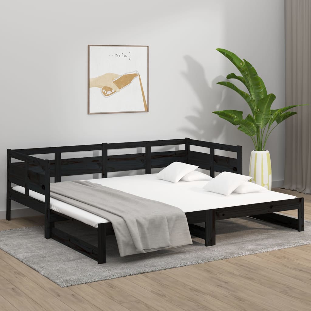 vidaXL Pull-out Day Bed | Black | Solid pine wood | Double size