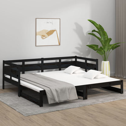 vidaXL Pull-out Day Bed | Black | Solid pine wood | Double size