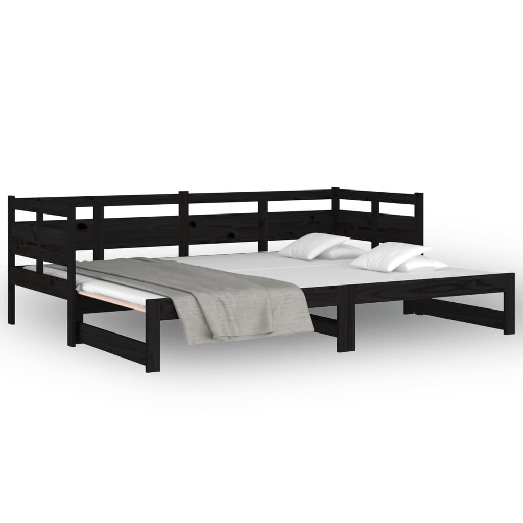 vidaXL Pull-out Day Bed | Black | Solid pine wood | Double size