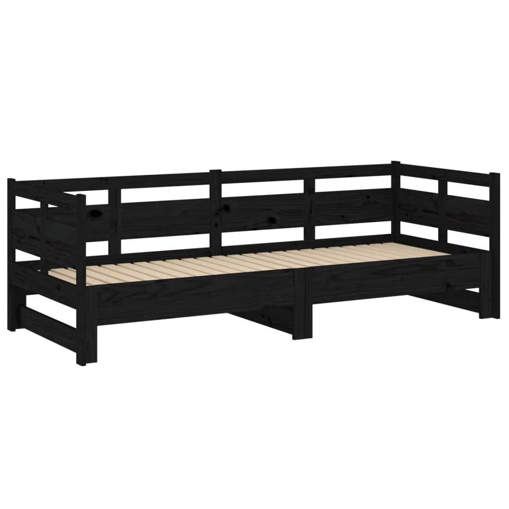 vidaXL Pull-out Day Bed | Black | Solid pine wood | Double size