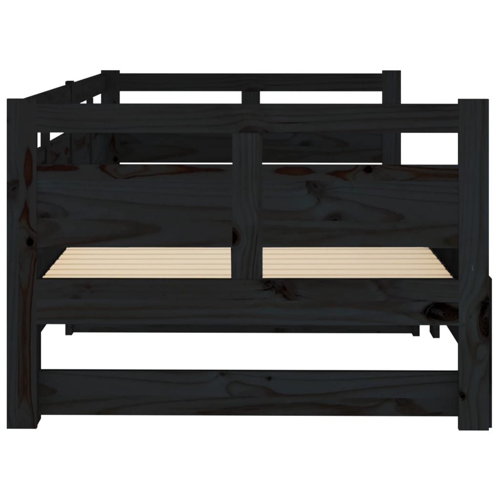 vidaXL Pull-out Day Bed | Black | Solid pine wood | Double size