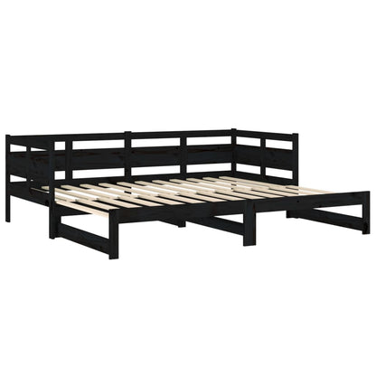 vidaXL Pull-out Day Bed | Black | Solid pine wood | Double size