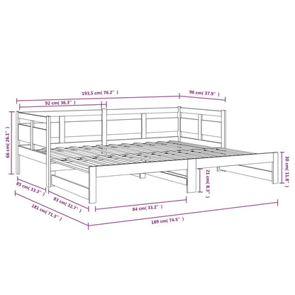 vidaXL Pull-out Day Bed | Black | Solid pine wood | Double size