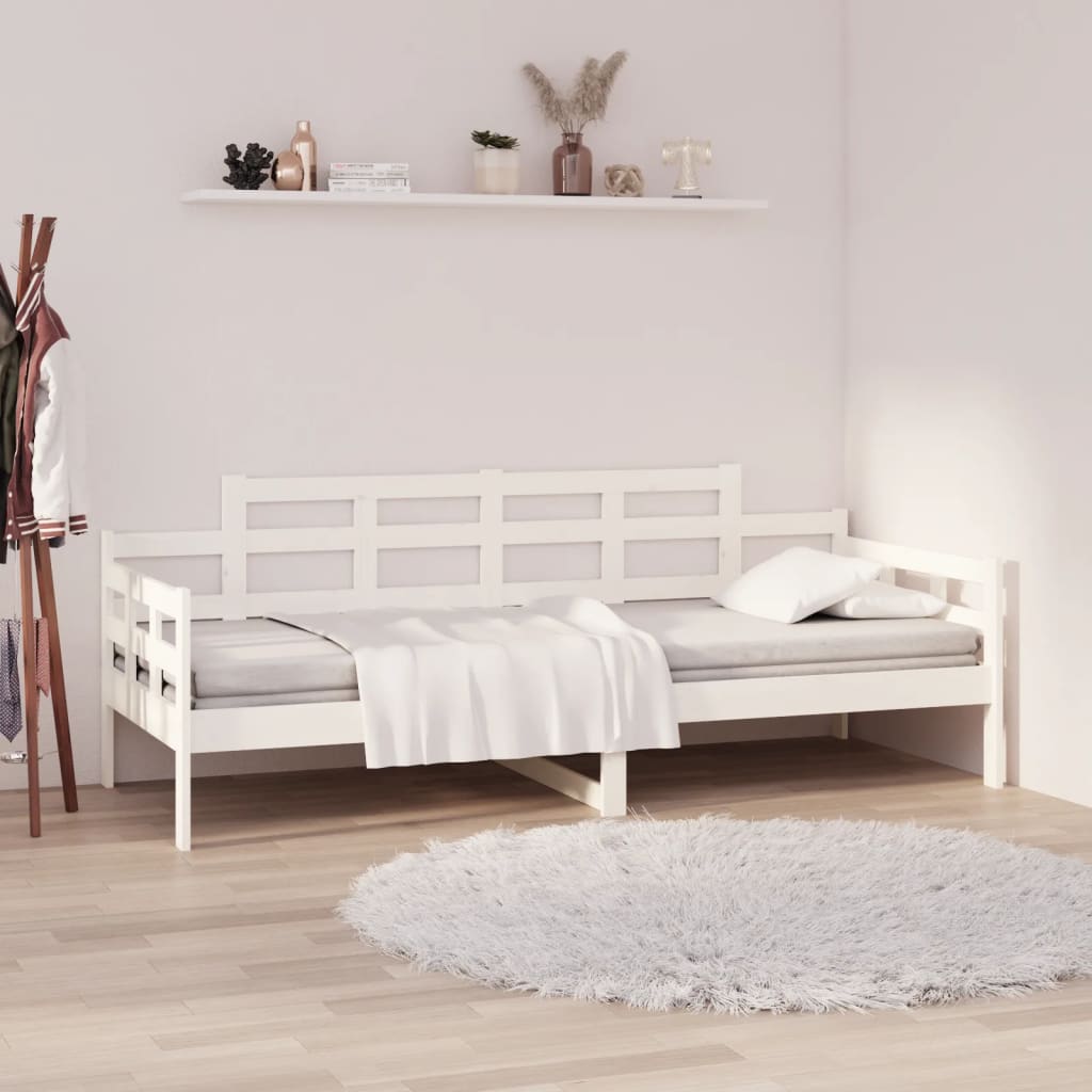 vidaXL Day Bed without Mattress White Solid Wood Pine 90x200 cm