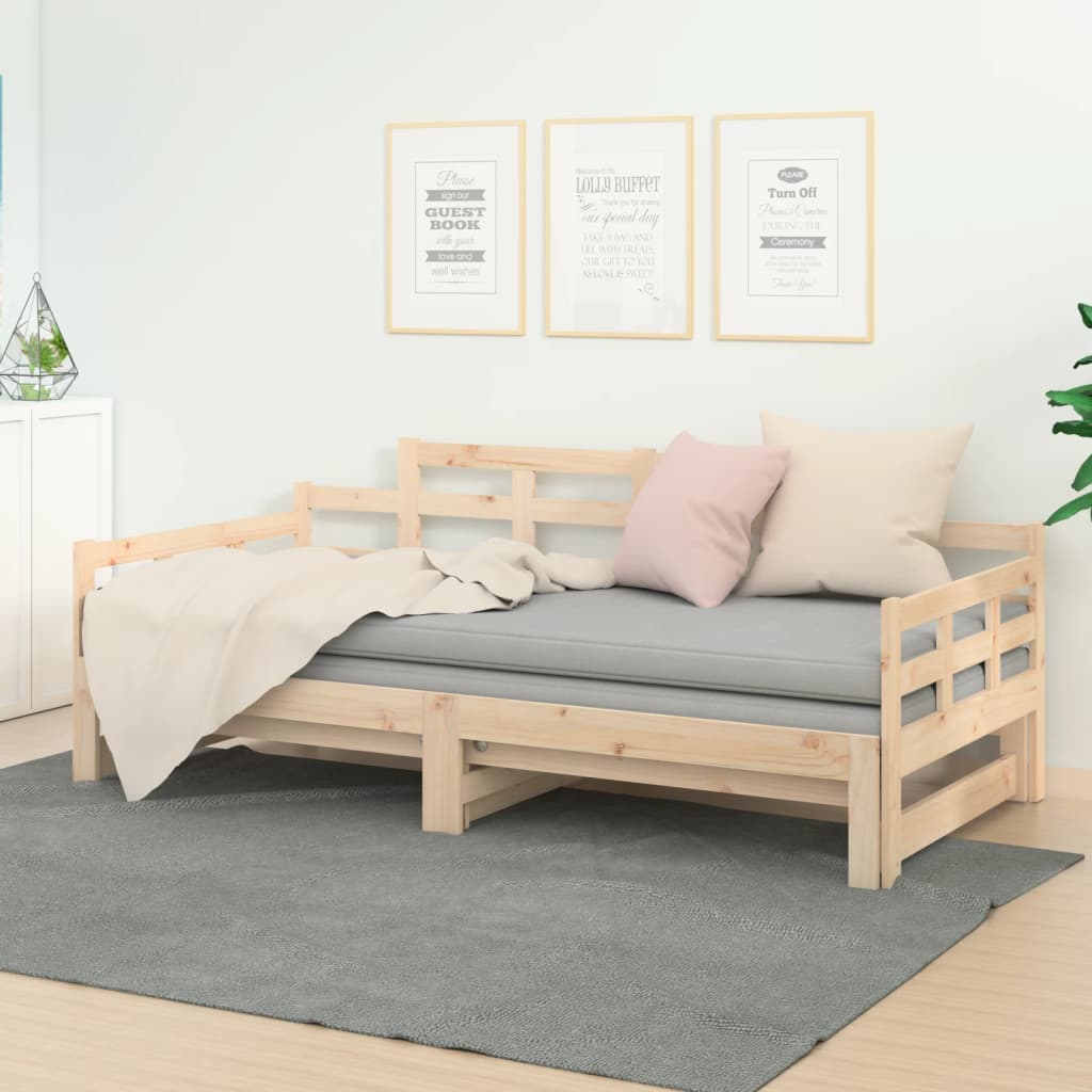vidaXL Pull-out Day Bed without Mattress Solid Wood Pine 2x cm