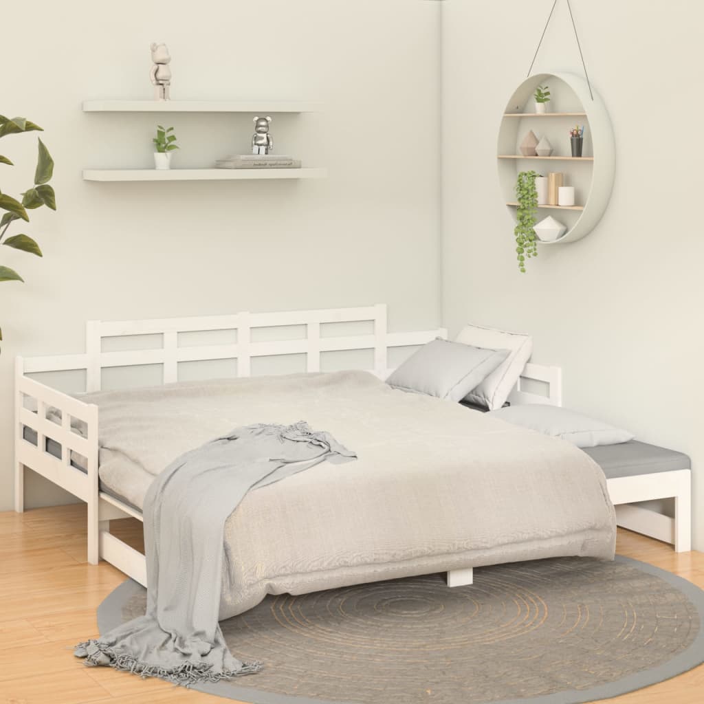 vidaXL Pull-out Day Bed without Mattress White Solid Wood Pine 2x cm