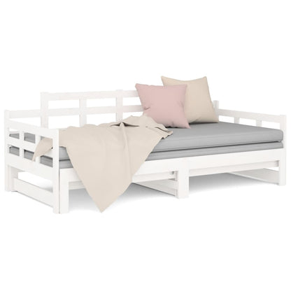 vidaXL Pull-out Day Bed without Mattress White Solid Wood Pine 2x cm